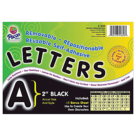 Pacon® Self-Adhesive Letters, 2", Black, Pack Of 159