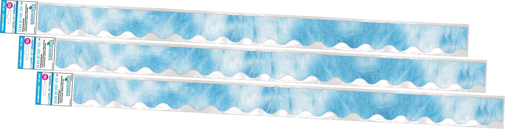 Barker Creek Double-Sided Scalloped-Edge Border Strips, 2-1/4" x 36", Blue Tie-Dye, Pack Of 39 Strips