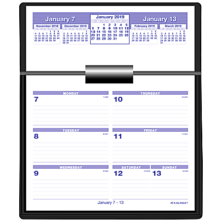 AT-A-GLANCE® Flip-A-Week Weekly Desk Calendar And Base Set, 5 5/8" x 7", January to December 2019