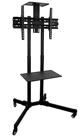 Mount-It! Mobile TV Stand With Rolling Casters And Shelf For 37” - 70” Displays, 70"H x 35"W x 25"D, Black