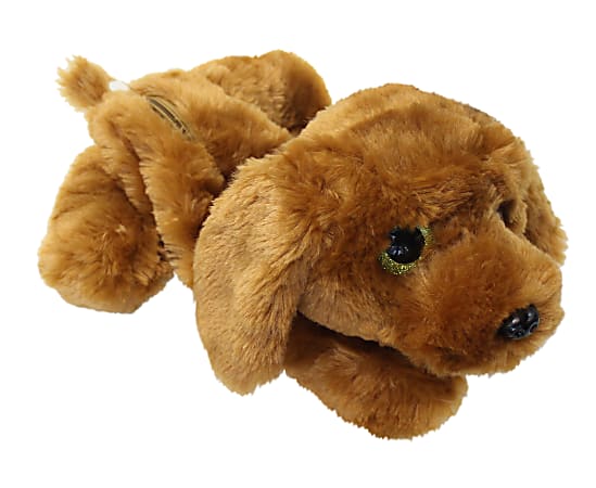 Office Depot® Brand Plush Animal Pencil Pouch, 4" x 11", Brown Dog