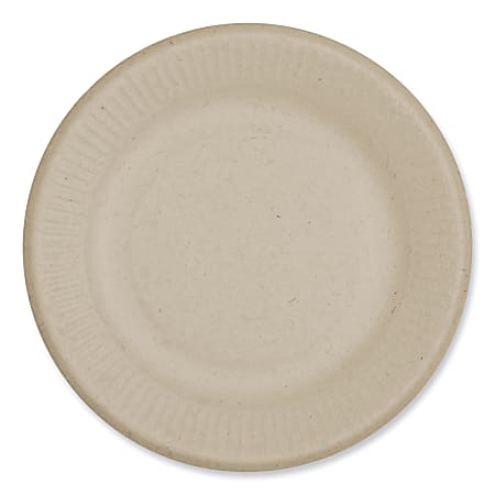 World Centric® Fiber Plates, Ripple Edge, 6-1/8" Diameter, Natural, Pack Of 1,000 Plates