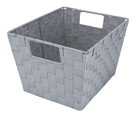 Realspace® Woven Storage Tote, Medium Size, Gray