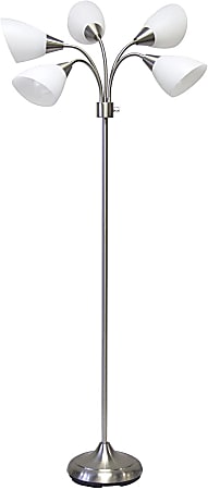 Adesso® Simplee 5-Light Floor Lamp, 67”H, Frosted White/Brushed Steel