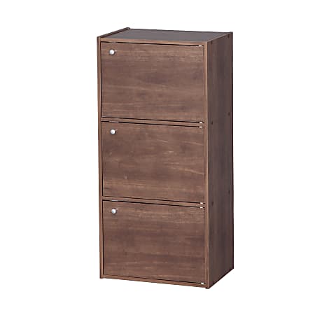 IRIS 35"H 3-Door Storage Shelf, Brown