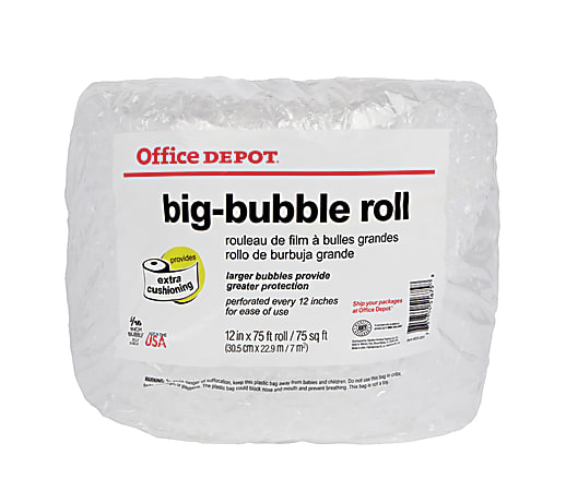 Office Depot® Brand Bubble Roll, 5/16" Thick, Clear, 12" x 75'