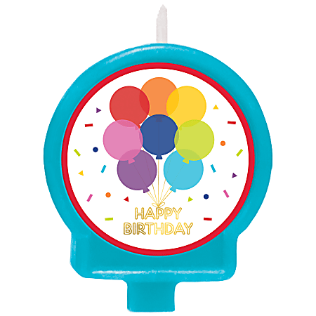 Amscan Go Brightly Molded Happy Birthday Candle, 2-1/2", Rainbow