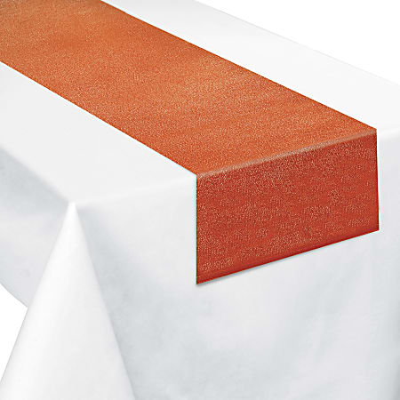 Amscan Dark Rust Metallic Fabric Table Runner, 13” x 72”, Orange