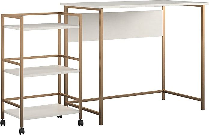 Ameriwood™ Home Baylor 36"W Computer Desk With Rolling Cart, Plaster/Gold
