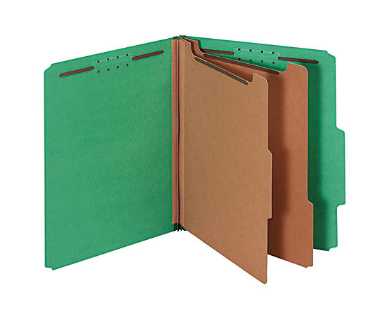 Pendaflex® Standard Classification Folders With Fasteners, 8 1/2" x 11", Letter Size, Dark Green, Box Of 10
