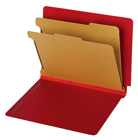 Pendaflex® Bright Color End-Tab Classification Folders, 8 1/2" x 11", Letter Size, 30% Recycled, Dark Red, Pack Of 10 Folders