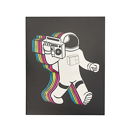 Eccolo Lena + Liam Paper Back To School 2-Pocket Folder, 9-1/4” x 11-1/2”, Astronaut Fun Boombox