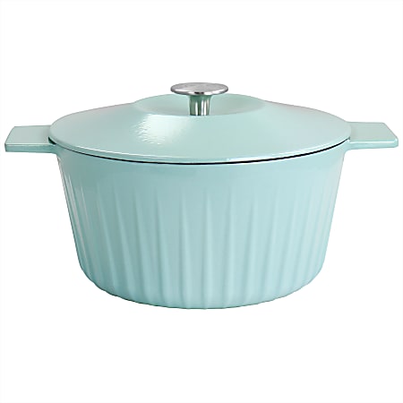 Martha Stewart Enameled Cast Iron Dutch Oven With Lid 7 Quart Turquoise -  Office Depot