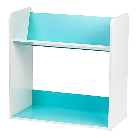 IRIS 24"H 2-Tier Tilted-Shelf Book Rack, Blue/White