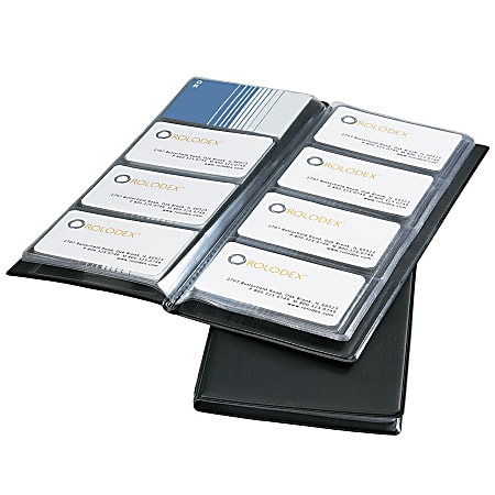 Rolodex® Vinyl Business Card Book, 96 Card Capacity, Black