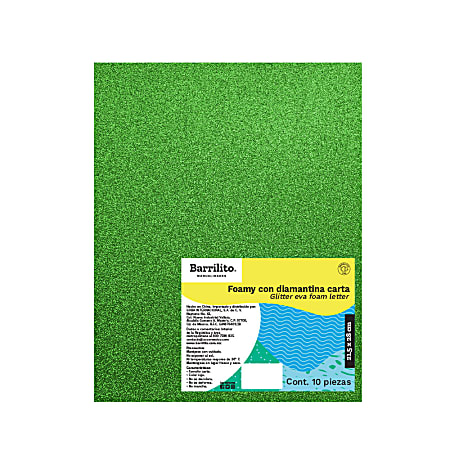 Acco Glitter EVA Foam Sheets, Letter Size, Green, Pack Of 10 Sheets