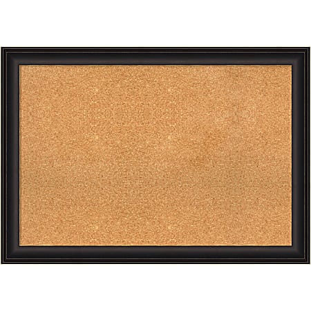 Amanti Art Cork Bulletin Board, 41" x 29", Natural, Trio Oil Rubbed Bronze Polystyrene Frame