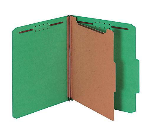 Pendaflex® Divided Classification Folders, 1 3/4" Expansion, Letter Size, 30% Recycled, Dark Green, Box Of 10