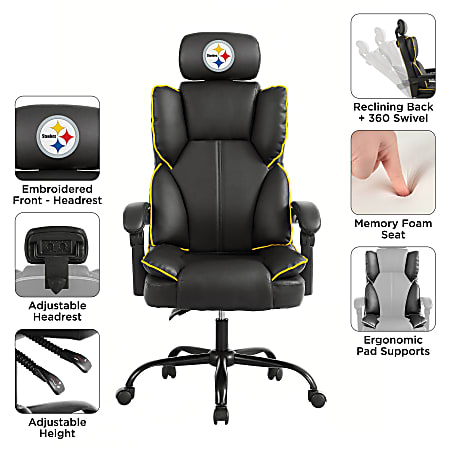 Imperial NFL Champ Ergonomic Faux Leather Computer Gaming Chair Pittsburgh Steelers Office Depot
