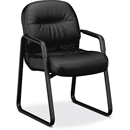 HON® Pillow-Soft® Bonded Leather Guest Chair, Black