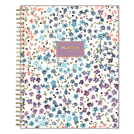 Blue Sky™ Frosted Monthly Safety Wirebound Planner, 8" x 10", Ditsy Watercolor, January to December 2022, 132680