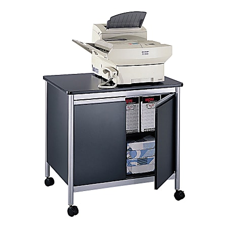 Safco® Deluxe Machine Stand, 30 1/8"H x 32"W x 24 1/2"D, Black/Silver