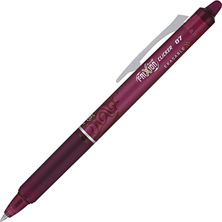 Pilot® FriXion® Ball Clicker Erasable Retractable Gel Pens, Pack of 12, Medium Point, 0.7 mm, Burgundy Barrel, Burgundy Ink