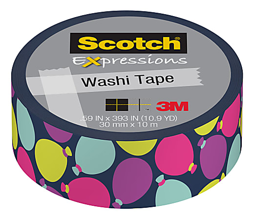 Scotch® Expressions Washi Tape, 3/5" x 393", B-Day Ballons