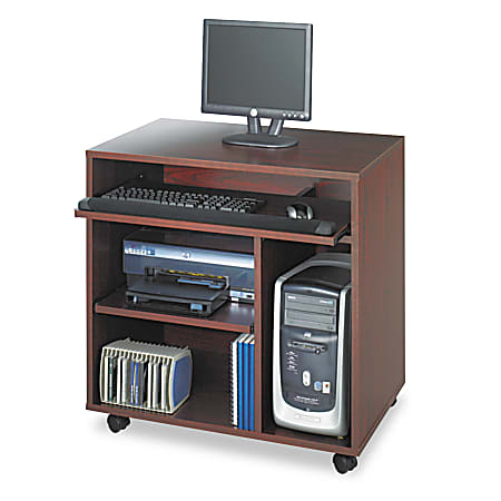 Safco® Ready-To-Use Woodgrain/Laminate Computer Workstation, Mahogany