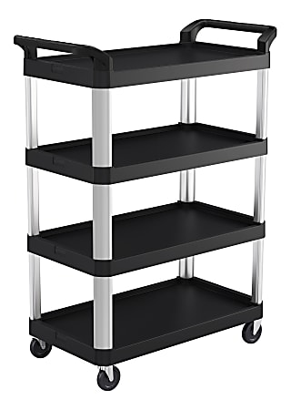 Suncast Commercial® 3-Shelf Resin Service Cart, 38"H x 20"W x 20"D, Black/Silver