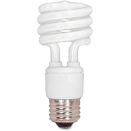 Satco T2 13-watt Mini Spiral CFL Bulb - 13 W - 60 W Incandescent Equivalent Wattage - 120 V AC - 880 lm - Spiral - T2 Size - Cool White Light Color - E26 Base - 12000 Hour - 6920.3°F (3826.8°C) Color Temperature - 82 CRI