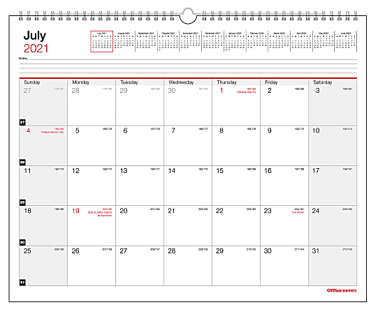 Office Depot® Brand Monthly Academic Wall Calendar, 15" x 12", 30% Recycled, July 2021 to June 2022