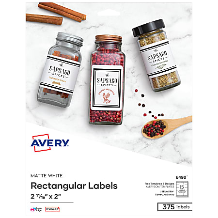 Avery® Removable Inkjet/Laser Diskette Labels, 6490, 3 1/2