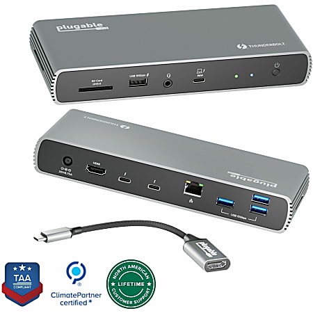 Plugable Thunderbolt 4 Dock with 100W Charging, Thunderbolt Certified, 3x Thunderbolt Ports
