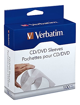 Verbatim® CD/DVD Paper Storage Sleeves, White, Box Of 100 Sleeves