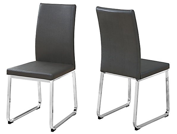 Monarch Specialties Shasha Dining Chairs, Gray/Chrome, Set Of