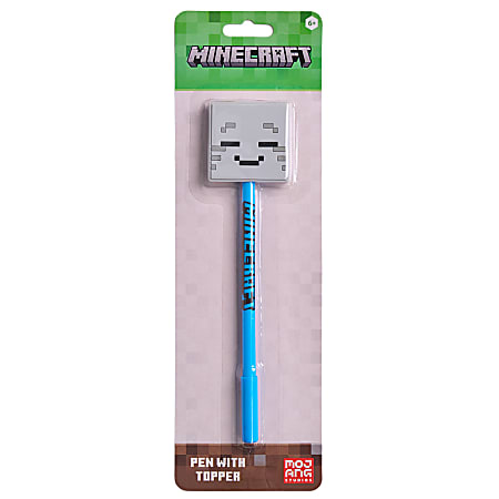 Minecraft 2D Licensed Topper Ballpoint Pen, Medium Point, 0.77 mm, Blue Ink, Quantity 1