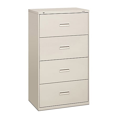 basyx by HON® 400 30"W x 19-1/4"D Lateral 4-Drawer File Cabinet, Light Gray