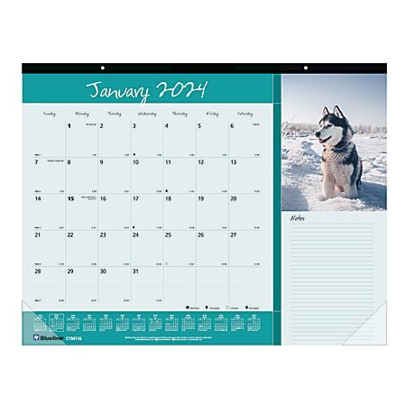 2024 Blueline® Colorful Monthly Desk Pad Calendar, 22"