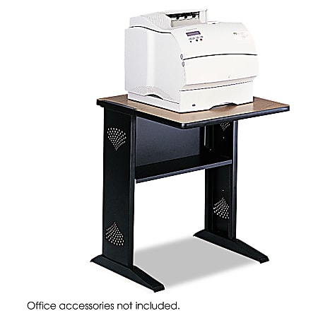 Safco® Melamine/Steel Fax/Printer Stand, 30"H x 24"W, Black/Mahogany/Medium Oak