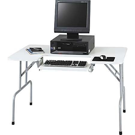 Safco Folding Computer Table Light Gray Office Depot