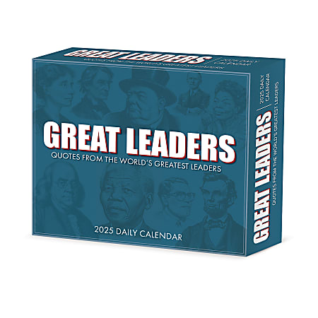 2025 Willow Creek Press Daily Desk Box Calendar, Inspirational, 5-1/2” x 6-1/4", Great Leaders, Greatest Quotes, January To December, 46708