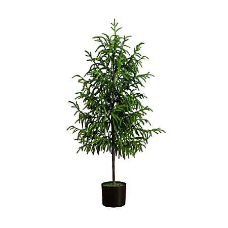 Nearly Natural 4’ Artificial Norfolk Pine Tree, 48”H x 26”W x 26”D, Black/Green