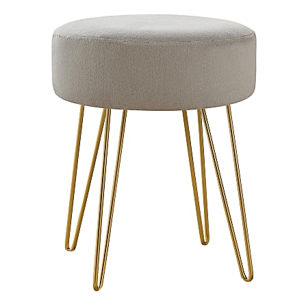 Monarch Specialties Sharon Ottoman With Hairpin Legs, Beige/Gold