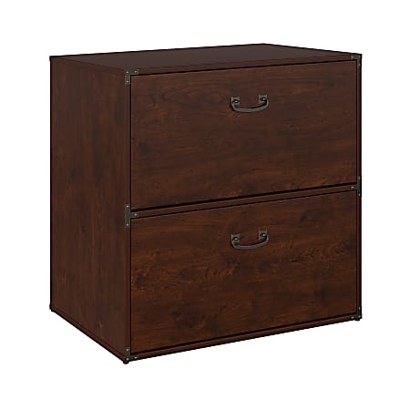 kathy ireland® Home by Bush Business Furniture Ironworks 30"W Lateral 2-Drawer File Cabinet, Coastal Cherry, Standard Delivery