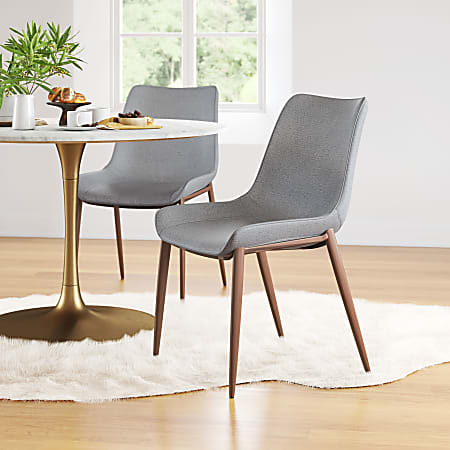 Zuo Magnus Dining Accent Chairs, Slate Gray/Walnut, Set Of 2 Chairs