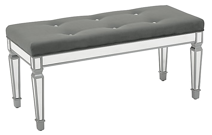 Ave Six Reflections Mirrored Framed Bench, Graphite/Silver