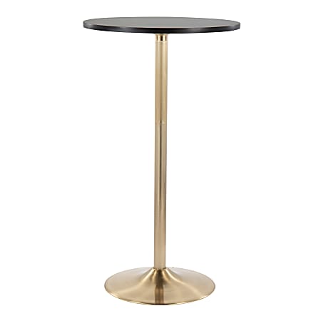 Pebble Contemporary/Glam Adjustable Table, 42”H x 23-3/4”W x 23-3/4”D, Gold/Black