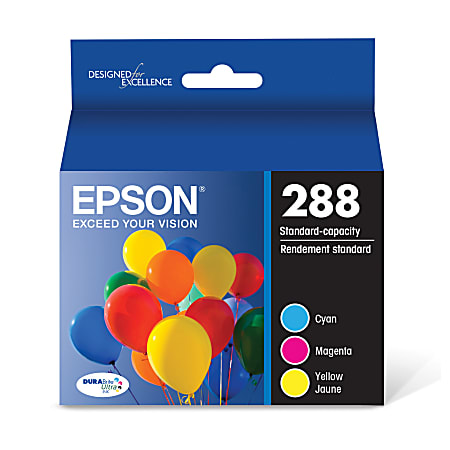 Epson® 288 DuraBrite® Ultra Cyan, Magenta, Yellow Ink Cartridges, Pack Of 3, T288520-S