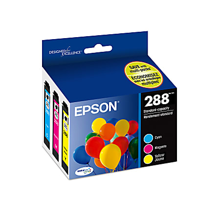 Epson® 288 DuraBrite® Ultra Cyan, Magenta, Yellow Ink Cartridges, Pack Of 3, T288520-S